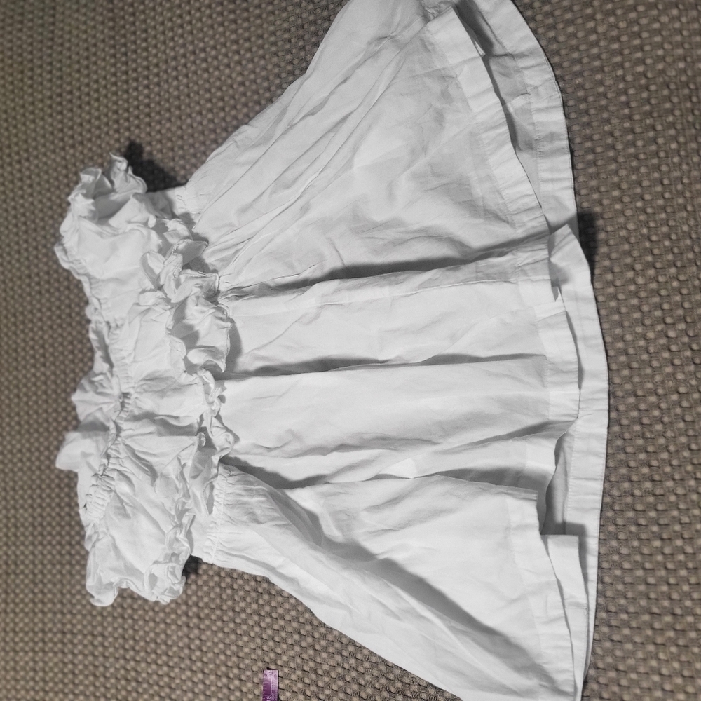 Free People  White Ruffle Mini Dress S - Picture 9 of 14
